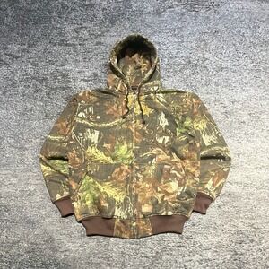 Vintage Walls Camo Zip Up‎ Hoodie Mens Medium Green Brown Camouflage Hunting